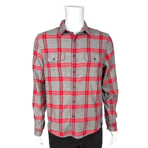Lucky Brand Other - Lucky Brand Men's Gray Red Plaid Button Up Shirt Long Sleeve Casual Size M